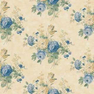 The Wallpaper Company 8 in x 10 in Blue and Yellow Victorian Floral 
