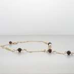 Vintage 14k Yellow Gold Garnet Pearl Lariat Necklace  