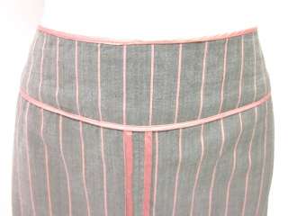 MOSCHINO CHEAP AND CHIC Gray Pink Wool Striped Skirt 8  