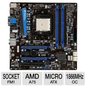 MSI A75MA G55 AMD A Series Socket FM1 Motherboard and AMD Quad Core A8 