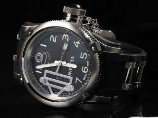 Invicta Mens Russian Diver Quinotaur Swiss Made GMT Black Dial Watch 