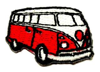 Applikation Patch Biker VW Bus Farbe Rot Weiss 3x2cm  