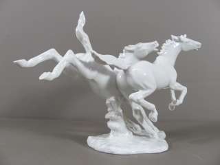   Wallendorf Signed Porcelain Two Horse Figurine Statue Made in Germany