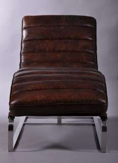 Design Relax Liege Leder Sofa Antik Chrom Chaiselounge  