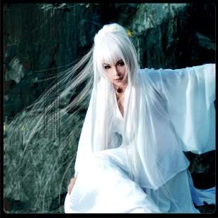 New VOCALOID haku Cosplay White Long Party Hair wig M14  