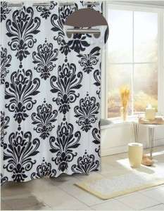BEACON HILL 70x72 Shower Curtain Black & White  