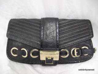Jimmy Choo Black Leather Clutch W/ Gold Hardware  