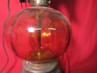 VINTAGE AMERICAN EAGLE LAMP W AMBER GLASS 32 X 6.5  