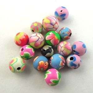 5mm fimo/polymer clay floral assorted mixed beads bracelet beads 