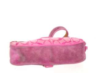   Pink Signature Jacquard Leather Suede Demi Bag Handbag Wristlet #6362