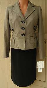   SUIT Womens Jacket Blazer Skirt Suit Black/ Tan Size 4P,12P,16P,10,14