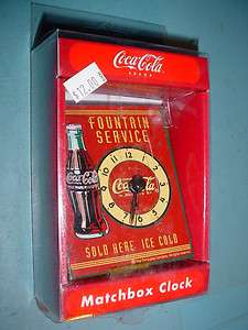Coke FOUNTAIN SERVICE Matchbox Clock NEW in Box  