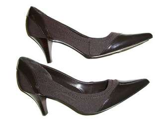 NINE WEST PLUMMYO Brown Textile/Man Made Upper Womens Shoes Pumps US 