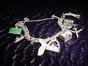   Bracelet 1960s  1970s 9 Charms incl 60s Jet 4 Engine Tail Mounted