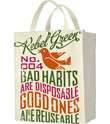Rebel Green Free Bird Bad Habits Reusable Tote Bag   Natural Cotton 