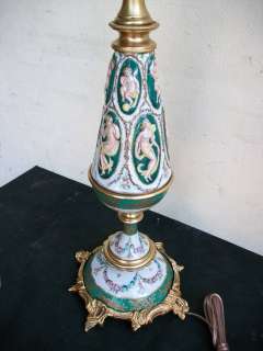 Great Antique French porcelain & bronze lamp # 06885  