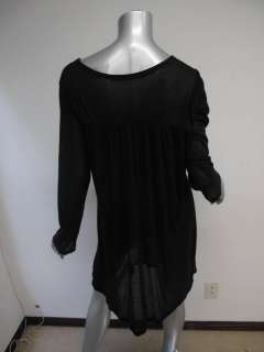 Miu Miu Black Long Sleeve Semi Sheer Thin Ribbed Scoop Neck Dress 6 