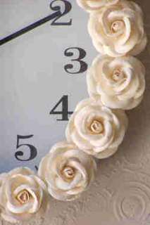 Cream Rose Wall Clock ~Nursery decor,girls room ~New~  