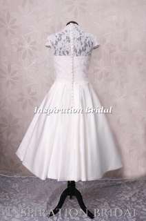 wedding dress short 60s 50s 1950s vintage 1303 lace tea length new 