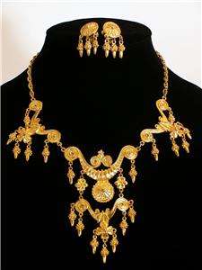 VINTAGE VENDOME ROYAL GOLD VICTORIAN REVIVAL DEMI PARURE necklace 