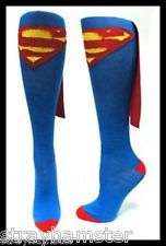   SUPERHERO Cape Knee High Sock SUPERMAN/SUPERGIRL symbol socks LICENSED
