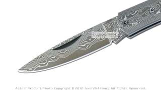 Damascus Steel Folding Pocket Knife w/ Mother of Pearl  