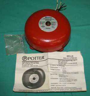 Potter PBA AC PBA1206 bell alarm fire bell 6 red NEW  