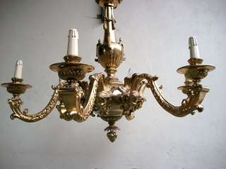 Nice antique French gilded bronze chandelier # 06466  