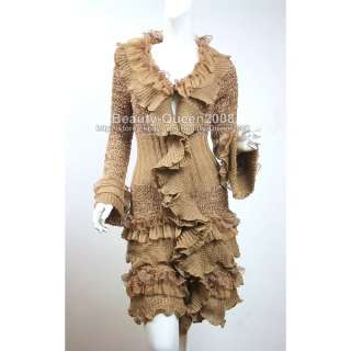 LACE RUFFLE Cardigan LONG Sweater Dress Coat New XS/S/M  