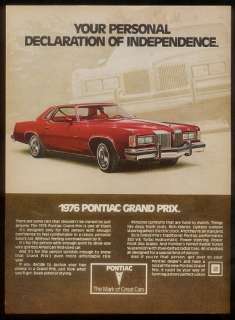 1975 red Pontiac Grand Prix car photo ad  