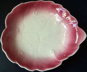 Pink Black Ceramic Leaf Dish Los Angeles Potteries 440  