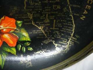 Florida Tourist Tin Tray Bowl Orange Lot decorator styled map vintage 