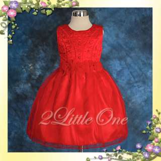Red Wedding Flower Girl Pageant Party Dress Size 3T 4T  