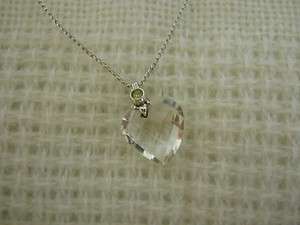 Sterling Silver Clear CRYSTAL Solitaire HEART & Rhinestone Necklace 