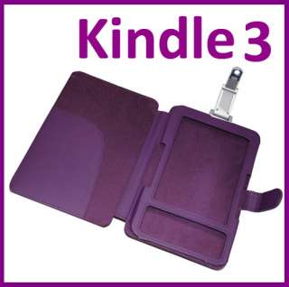   Leather Case Wallet Cover For  Kindle 3 3G With LED Light  