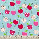 CHERRY & POLKA DOT SPOTTY IN BLUE 100% COTTON QUILTING FABRIC A39 by 
