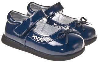 Girls Kids Toddler Childrens Leather Shoes Navy Blue  