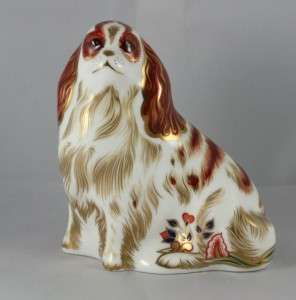 ROYAL CROWN DERBY KING CHARLES SPANIEL PAPERWEIGHT 1ST QUALITY GOLD 