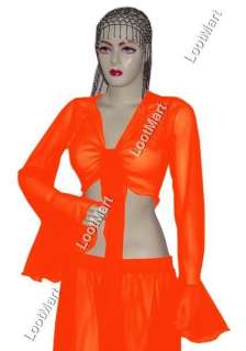 Belly Dance Orange Ruffle Top Costume Tribal Choli Club  