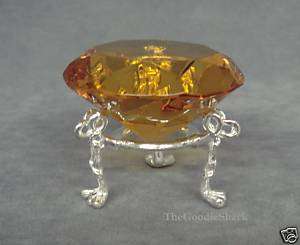 Huge Amber Gold Crystal Diamond Paperweight~80mm~Yellow  
