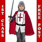 Boys Knight St George Crusader Fancy Dress S/M/L Ages 4 6, 7 9, 10 12 