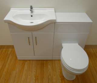 Ikon Classic Gloss White 650mm Combination Vanity Unit with BTW WC 