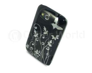 BLACK BUTTERFLY DESIGN CASE COVER FOR HTC WILDFIRE S  