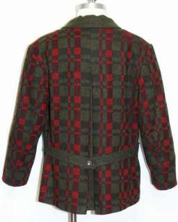 BOILED WOOL ~ DARK RED & GREEN German Women Winter SWEATER Jacket Coat 