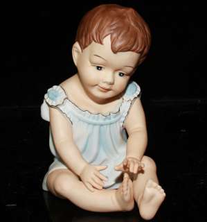 LG Vintage old bisque Porcelain Baby Piano Doll figurine Germany boy 