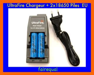   UltraFire Chargeur+2 pièces 18650 3.7V Li ion 2400 mAh