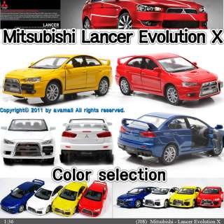 Mitsubishi Lancer Evolution X 136 Yellow Diecast Mini Car Toy 