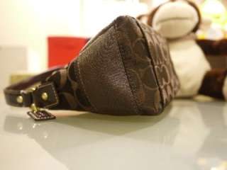 New with Tag COACH F46302 Signature Stripe Tote Handle Brown Handbag 