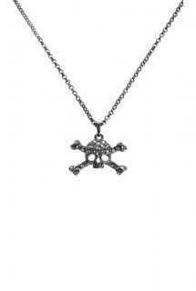 Gunmetal and crystal encrusted skull necklace by Vivienne Westwood 