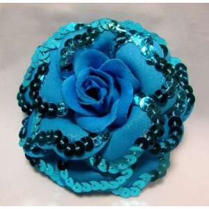  Blue Rose Hair Flower Clip and Pin 